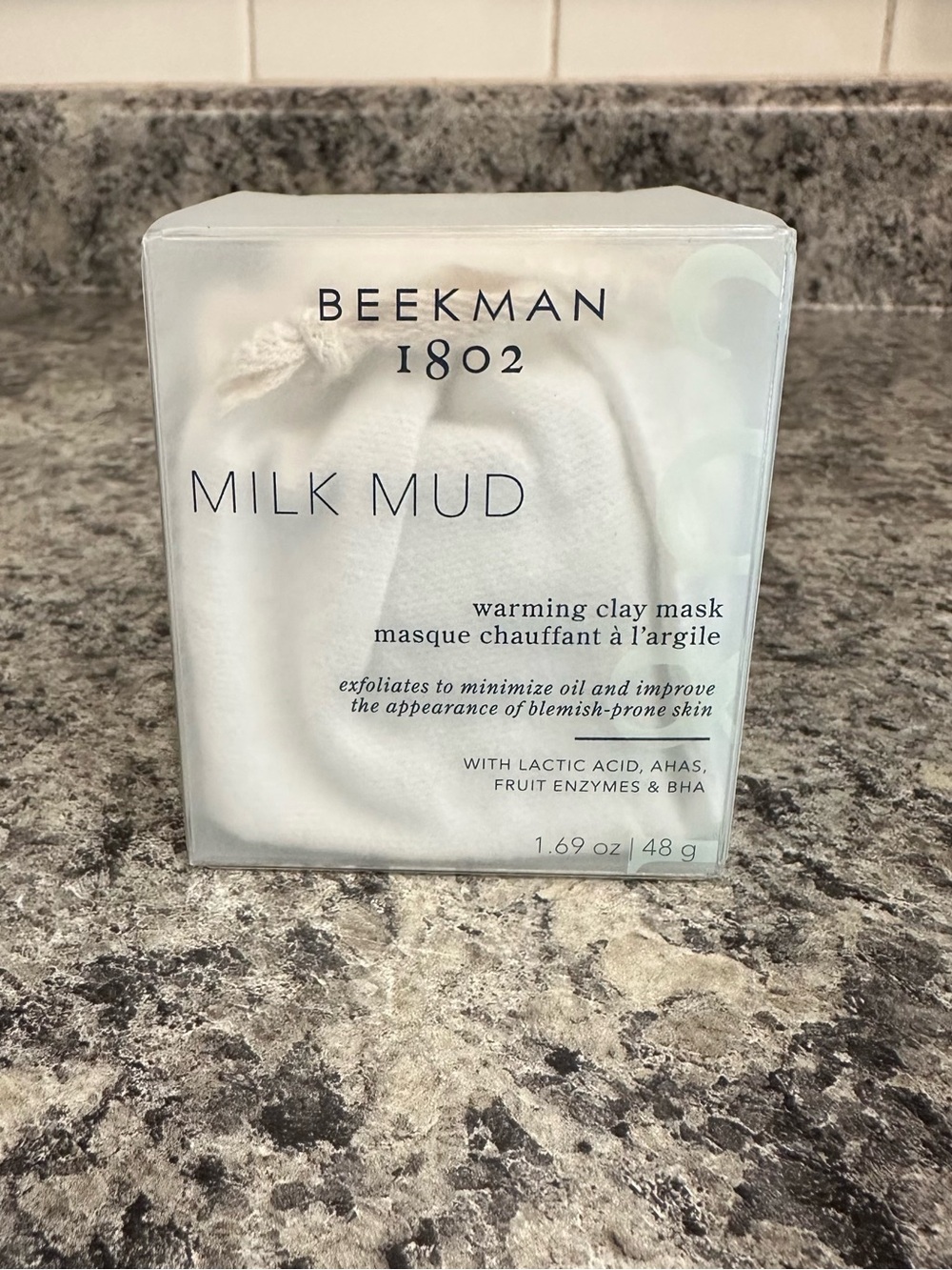 NIB Beekman 1802 Milk Mud Warming Clay Mask w Lactic Acid AHAS BHA 1.69oz